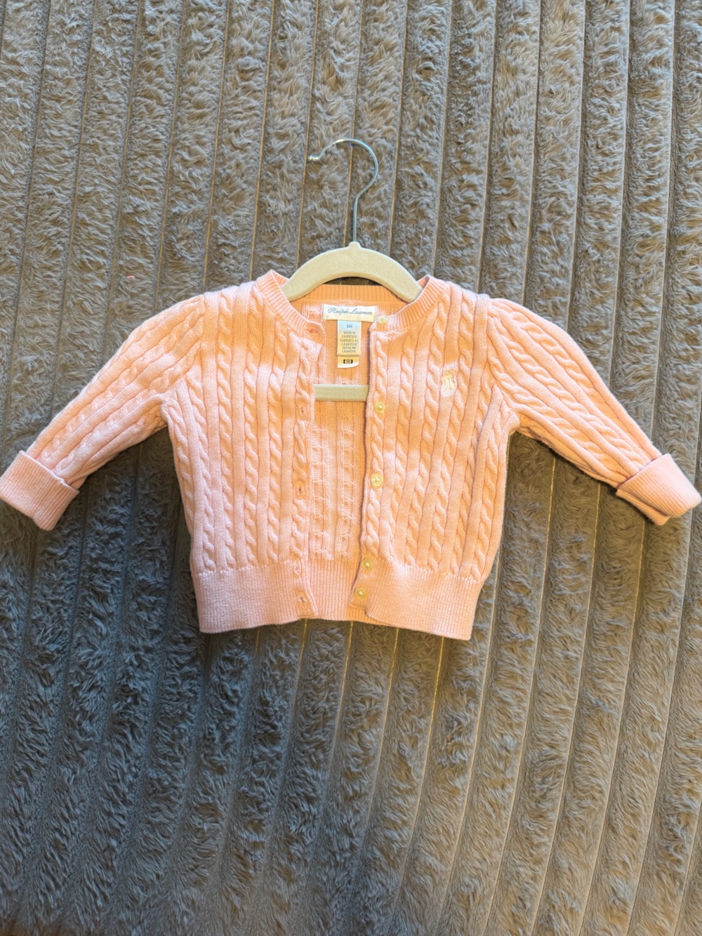 Ralph Lauren Pale Pink Cable Knit Cardigan